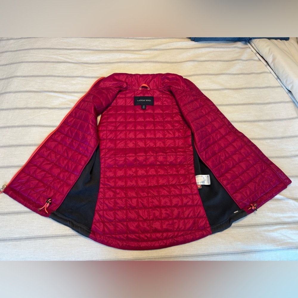 Land’s End Lightweight Puffer Vest Fuchsia Pink Orange Outdoor Hiking Running XS - Picture 7 of 7